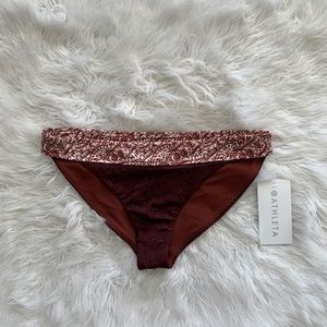 Red Athleta mid-rise aqua luxe Batik swim bottoms